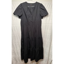 Quince 100% Organic Cotton Tiered Maxi Dress, Black, Size XL - Excellent!