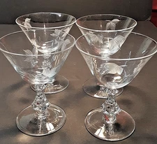 4 Vintage Bryce Autumn Liquor Cocktail Glasses  4 3/4 " Tall