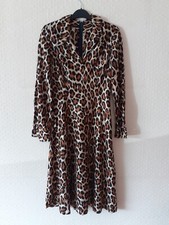 WOMEN'S  VINTAGE  LONG-SLEEVE LEOPARD  PRINT  DRESS - Size 6-8