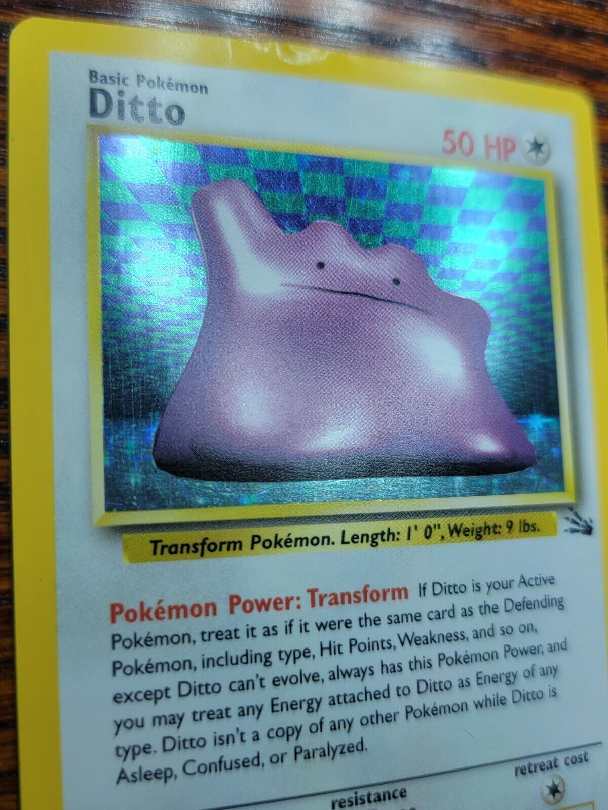 Ditto Holofoil 3/62 Fossil Set Rare Pokemon Card REAL CARD 