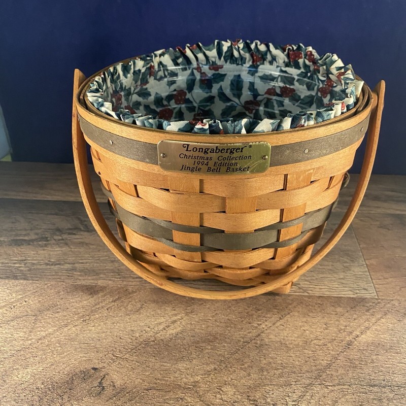 Longaberger Christmas Collection 1994 Edition Jingle Bell Basket With Insert