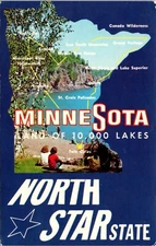 North Star State Land of 10000 Lakes Minnesota Vintage Postcard