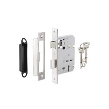 Sash Lock Polished Chrome Iron 3 Lever Mortice Door Latch keys Internal Security