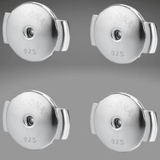 2-Pairs Silver Locking Earring-Back Replacements for Studs, Hypoallergenic