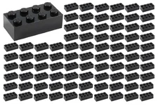 ☀️100 NEW LEGO 2x4 BLACK Bricks (ID 3001) BULK Parts star wars Starwars lot 