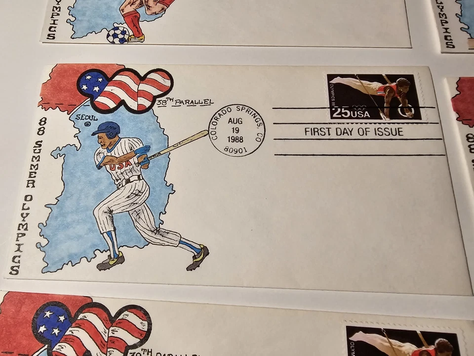 USPS FDC'S FOR 1988 SUMMER OLYMPICS LARRY GASSEN QTY 0F 12 IN COLORADO / KOREA - Image 4 of 4