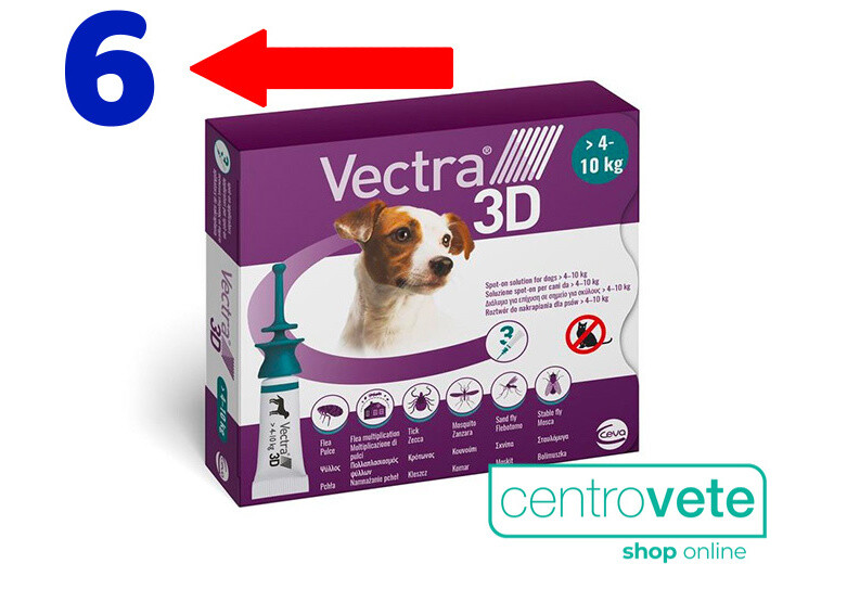 Vectra 3D CANE 3 / 6 / 9  Pipette per CANI - Antiparassitario Spot on 4 - 10 kg: 3 COFNEZIONI/3/6/9  Pipette/Da 4 a 10 kg img