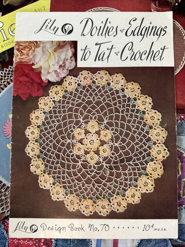 1940s Lily No. 60 65 70 Crochet Tat Designs Doilies Pattern Book Lot 3 Vintage - Picture 2 of 11