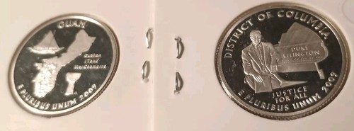 2 SILVER 2009-S GUAM & DC QUARTERS, GEM BU WITH GREAT LUSTER, FREE SHIPPING - Picture 2 of 2