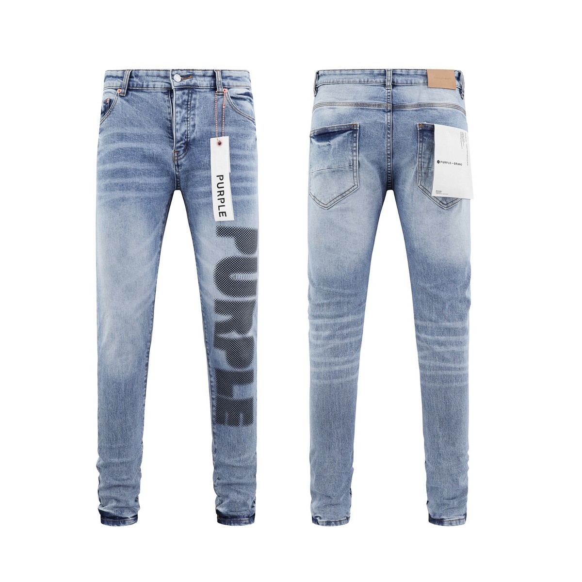 Blue Purple Brand Men Distressed Denim Pants Letter Logo Printing