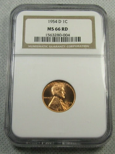 1954-D Uncirculated Lincoln Cent Certified NGC MS 66 RED