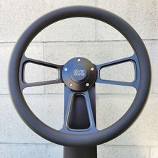 14 Black Billet Steering Wheel Real Leather Half Wrap Licensed Gmc Retro Horn 14 Black Billet Steering Wheel Real Leather Half Wrap Licensed Gmc Retro Horn