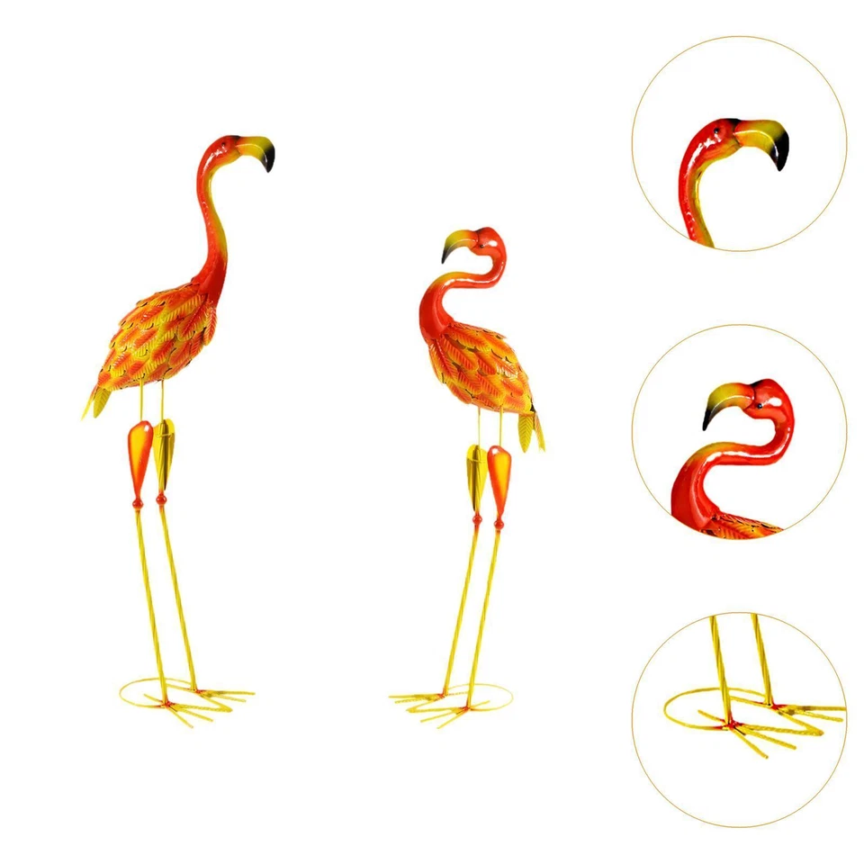 2x Estatua de jardín de flamencos de metal adornos grandes para patio trasero patio hogar Foto 2 de 4