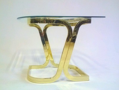 VINTAGE BAUGHMAN ATOMIC COCKTAIL TABLE GLASS BRASS COFFEE END NIGHT HOLLYWOOD
