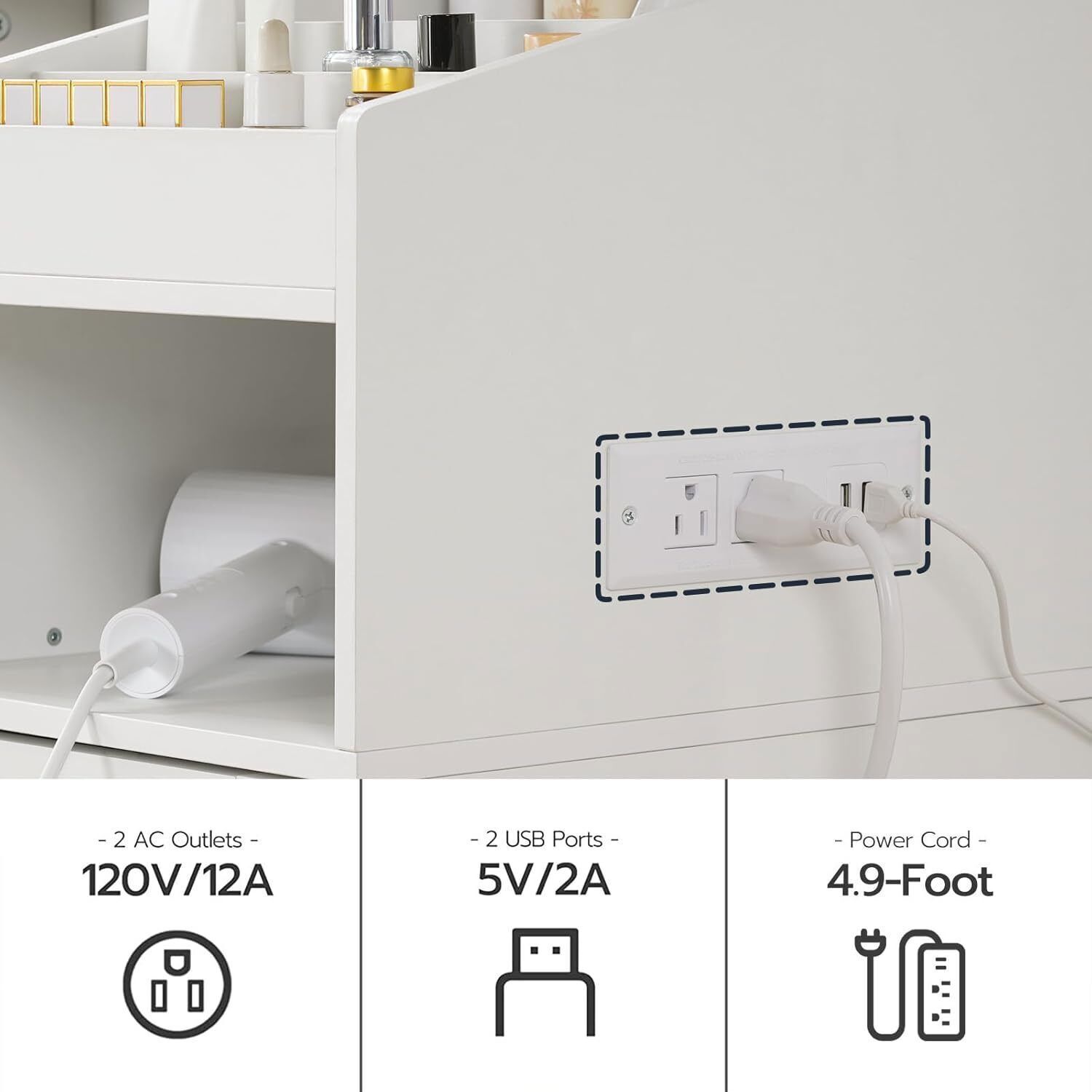 HOOBRO Makeup Vanity Desk with Mirror and Lights Farmhouse Vanity Makeup Desk