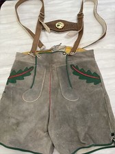 Vtg German/Bavarian Lederhosen Sm-med Adult Sz Leather Shorts/suspenders