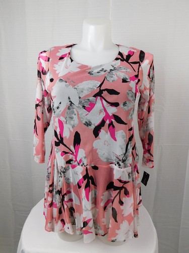 Alfani Women's Printed Mesh Tunic Pink Size X-Large