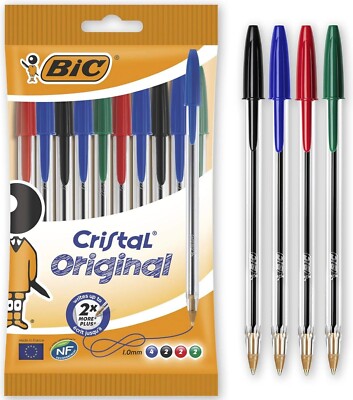 BIC CRISTAL MEDIUM KUGELSCHREIBER BALL POINT BIROS SCHWARZ, BLAU, ROT, GRÜN Büro
