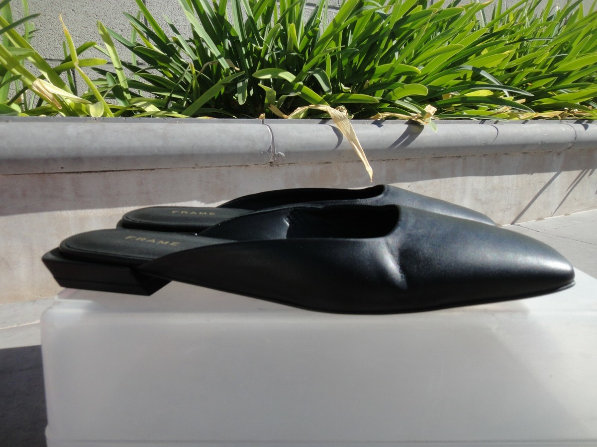 Frame LE TOWN Mules, Black Soft Leather, Square Toe, Wmn's