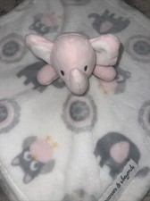 Blankets And Beyond Elephant Security Blanket Nunu White Pink Diamond Filigree