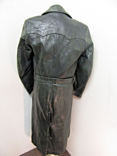 VINTAGE WW2 GERMAN MOTORCYCLE LEATHER DISPATCH RIDERS TRENCH COAT JACKET SIZE M - Picture 18 of 22