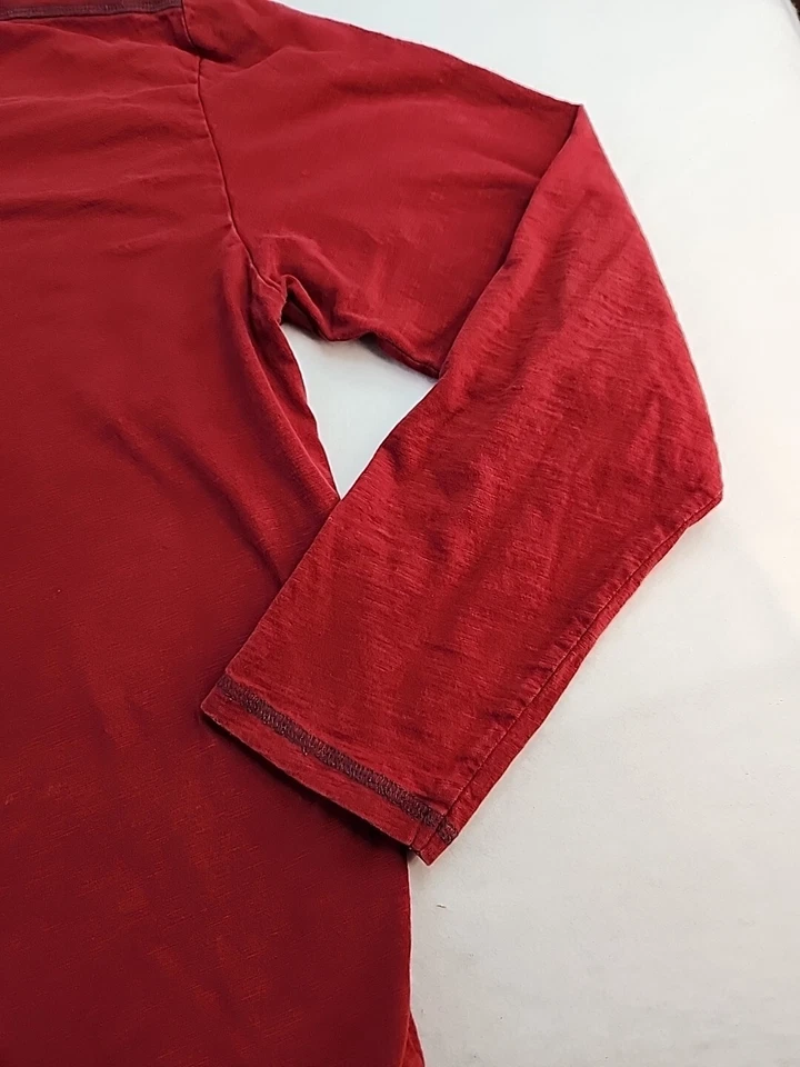 Camiseta de manga larga Michael Brandon XL roja de algodón Henley para hombre Foto 2 de 4