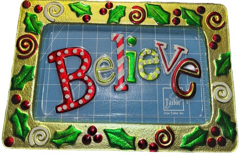 Sam's Handpainted Glass Serving 14 Inch Believe - Picture 3 of 4