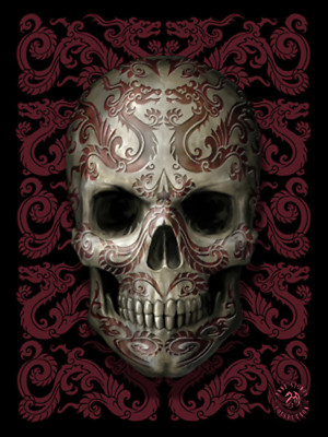 ANNE STOKES FLAGGE FAHNE ORIENTAL SKULL POSTERFLAGGE POSTER FLAG STOFF