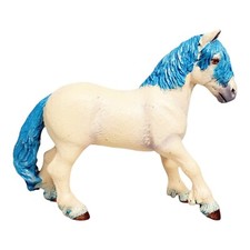 Papo Horses Retired White Horse 38827 Blue Hair Fantasy Plastic Figurine Toy