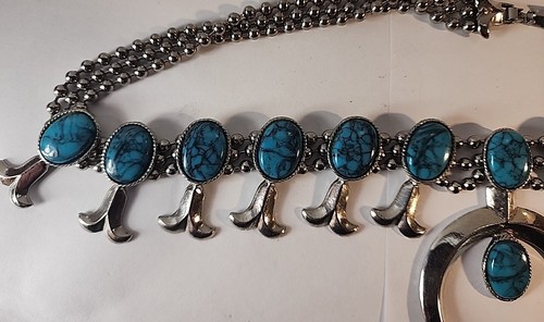 Signed Goldette Faux Turquoise Necklace - Picture 5 of 6