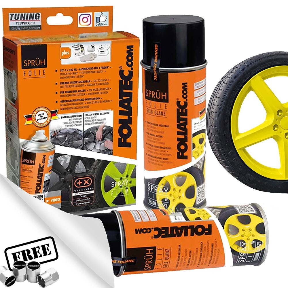 Alloy Wheel Car Bike Foliatec Yellow Protective Plastic Spray Paint Film. +M