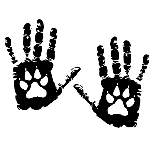 DOG PAW HAND PEOPLE LOVE ANIMAL CARE RESCUE PUPPY VINYL DECAL STICKER