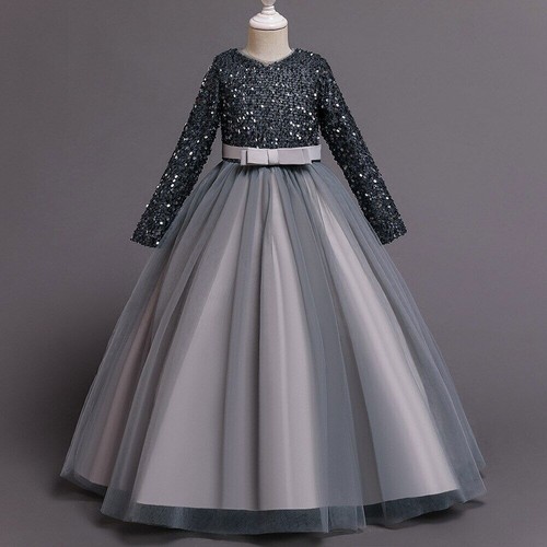 2023 Princess Mesh Dress 4-14y Girl Christmas Party Clothing Sequin Prom Costume - Picture 4 of 16