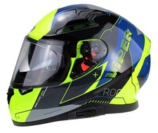 VIPER RSV95 ROGUE FULL FACE ACU GOLD DUAL VISOR MOTORCYCLE HELMET BLUE YELLOW