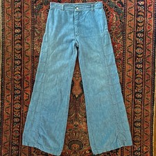 Vintage 70s Gotcha Covered Denim Bell Bottoms Jeans Hippie Patchwork Sz 29x31