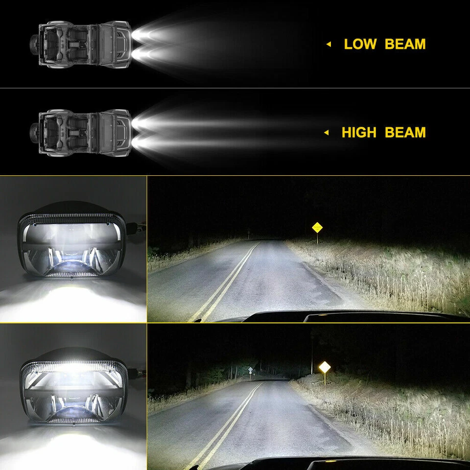 2PCS 7X6" 5X7 LED Headlights For Freightliner FL50 FL60 FL70 FL80 MT35 MT45 MT55 - Image 2 of 4