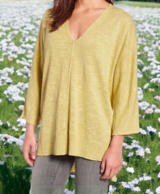 $178 NWT Eileen Fisher Slubby Tunic Small 6 8 Organic Linen Cotton Step Hem