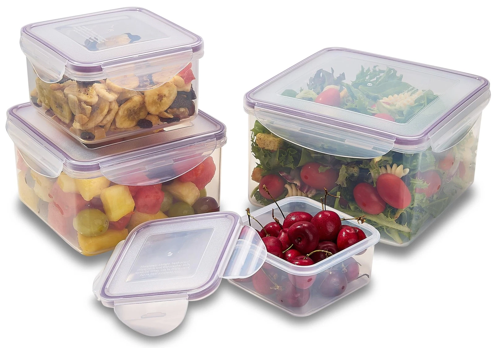 - Set of 4 Square Nesting Food Storage Containers - Reusable, BPA Plastic, Sn...