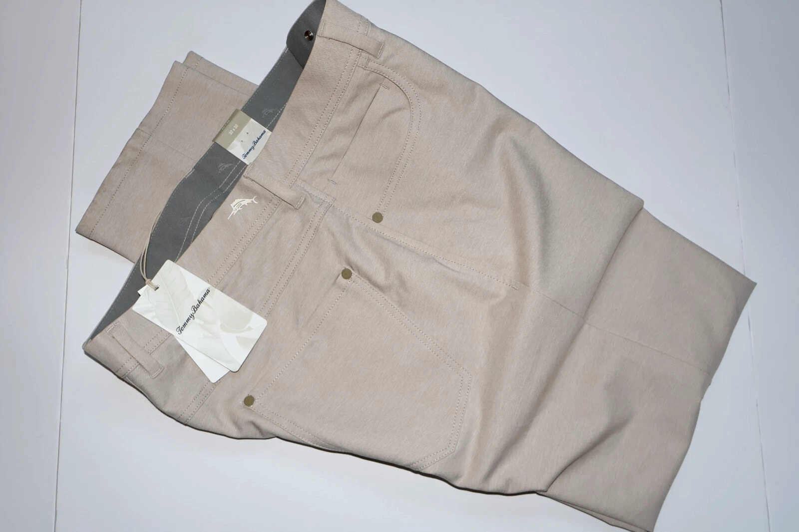 Tommy Bahama Pants On Par Solid Performance Khaki Sand Beige New 32x32 32 Waist