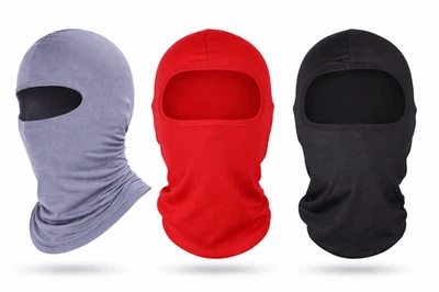 TOP 3er-Set Sturmhaube Motorrad Sturmmaske Fahrrad Kopfhaube Rot, Schwarz, Grau