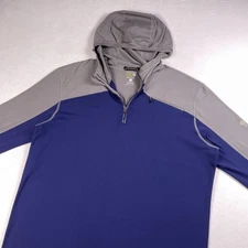 Mountain Hardwear Hoodie Mens XL Blue Gray Quarter Zip Performance Hybrid Fleece