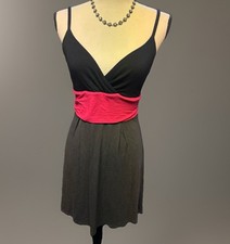Y2K Express Color Block Fit & Flare Dress Black Pink Empire Waist Small