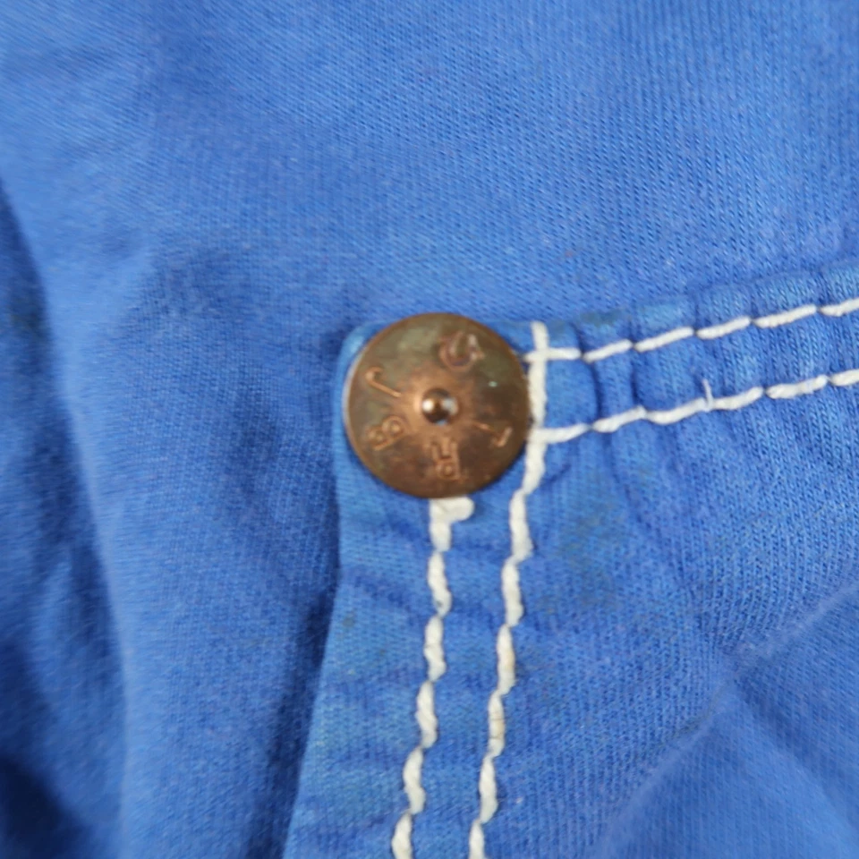 Moletom com capuz True Religion Big T masculino 3XL azul Buda logotipo Y2K - Imagem 4 de 4