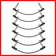 6 Pack Guitar Patch Cables, 5 Inch, 1/4" TS Right Angle Guitar Cable, Low Profil