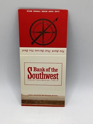 Bank of the Southwest Houston Matchbook Cover Vintage Advertising Ephemera