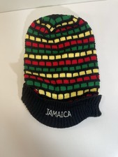 Jamaica Reggae Rasta Style Delux Visor Beanie Kufi Hat Cap EUC From Jamaica