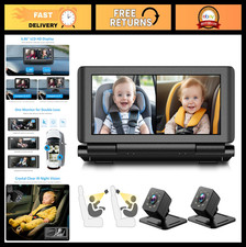 Dual Backseat Baby Car Camera Monitor - 6.86" 1080P HD Split Screen, IR Night Vi