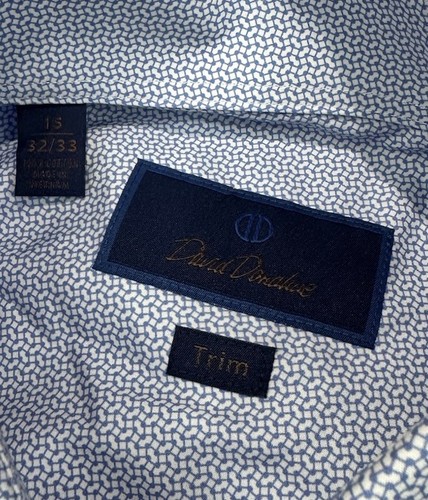 David Donahue Anzughemd Herren 15-32/33 blau/weiß geometrischer Besatz UVP 145 $ - Bild 2 von 9
