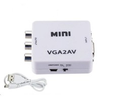 VGA to AV RCA Composite Converter Adapter Box with Audio PC to TV