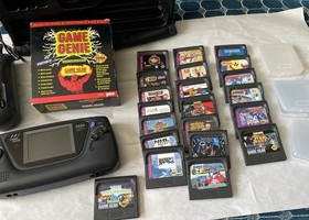 Sega Game Gear System- Console + 21 Games + Genie + Case and Accessories Works